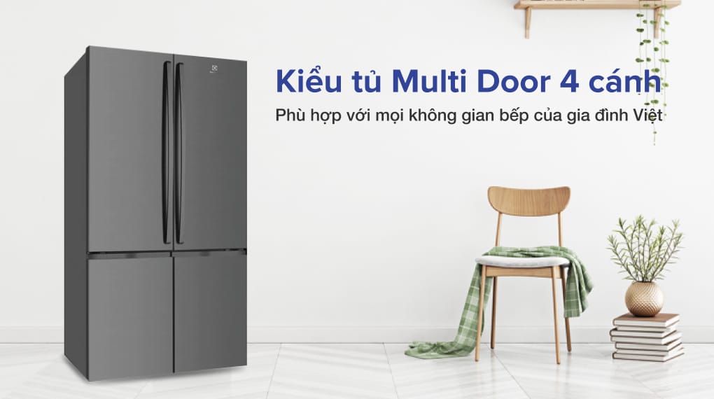 TỦ LẠNH ELECTROLUX 4 CÁNH 541 LÍT EQE6000A-B INVERTER ULTIMATETASTE 700 - XÁM ĐẬM