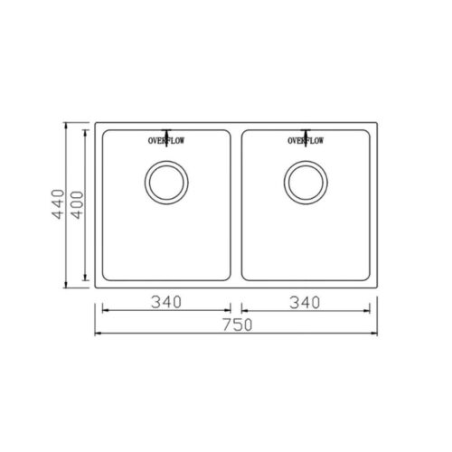 CHẬU RỬA BÁT 2 HỐ KONOX UNDERMOUNT SINK KN7544DUB