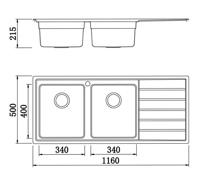 CHẬU RỬA BÁT KONOX EUROPEAN SINK ARTUSI KS11650 1D BÀN PHẢI