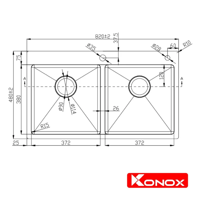 CHẬU RỬA BÁT KONOX OVERMOUNT SINK KN8248DOB