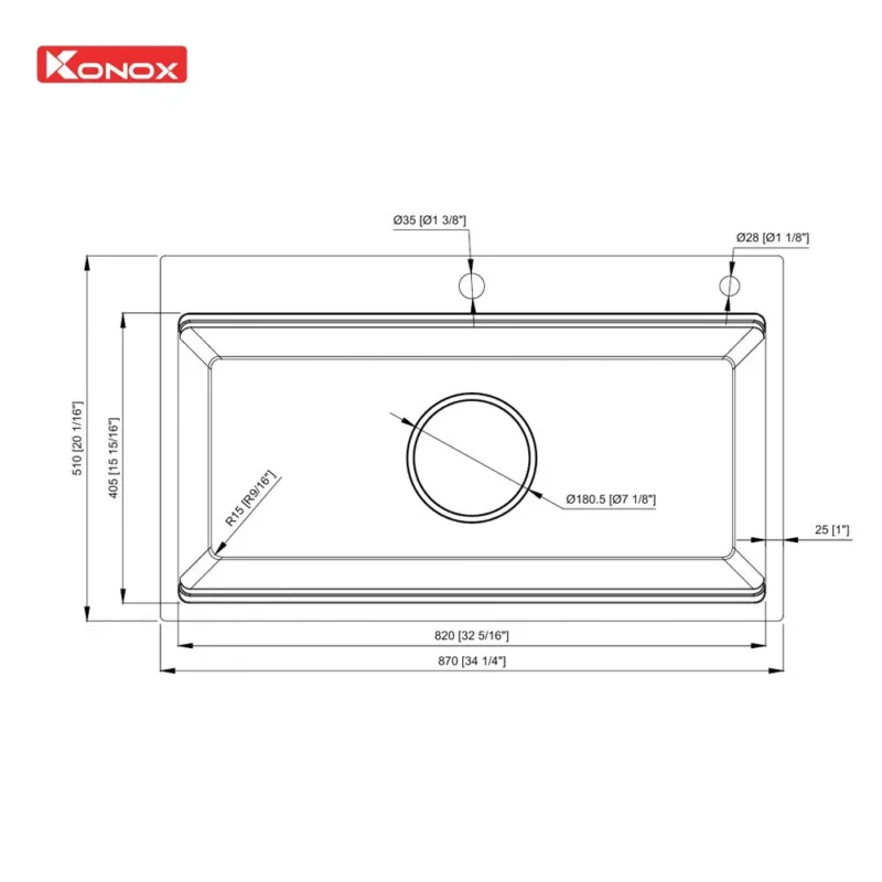 CHẬU RỬA BÁT 1 HỐ CHỐNG XƯỚC KONOX WORKSTATION SINK KN8751TS DEKOR