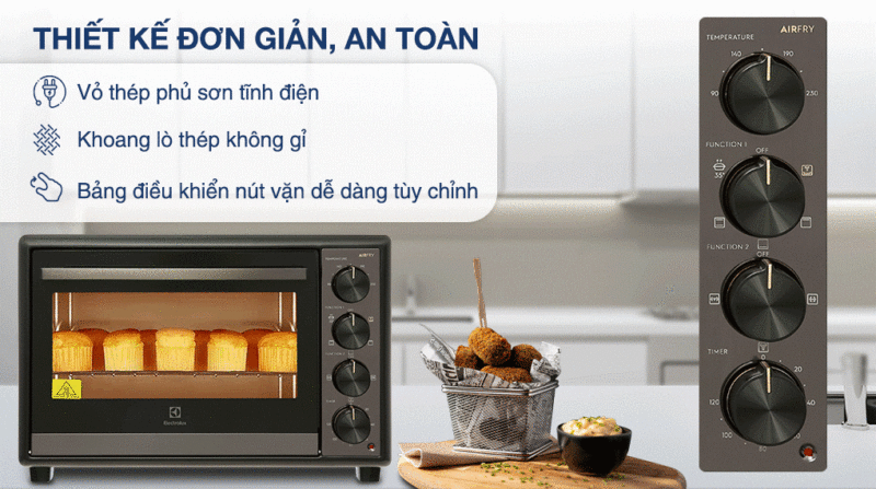 LÒ NƯỚNG ĐỂ BÀN ELECTROLUX EOT4022XFG ULTIMATETASTE 700 40L