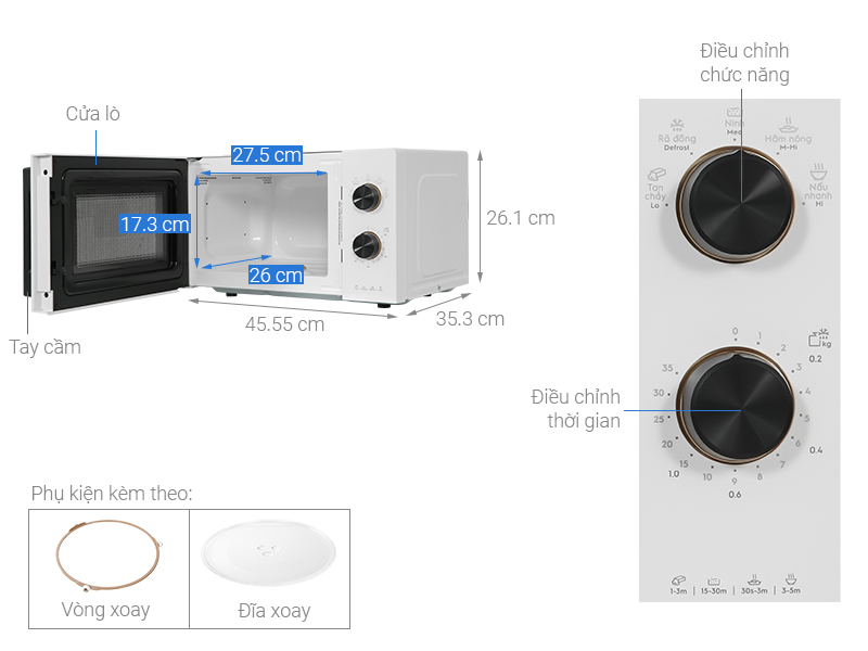 LÒ VI SÓNG ĐỂ BÀN ELECTROLUX 20L EMM20K22W ULTIMATETASTE 300