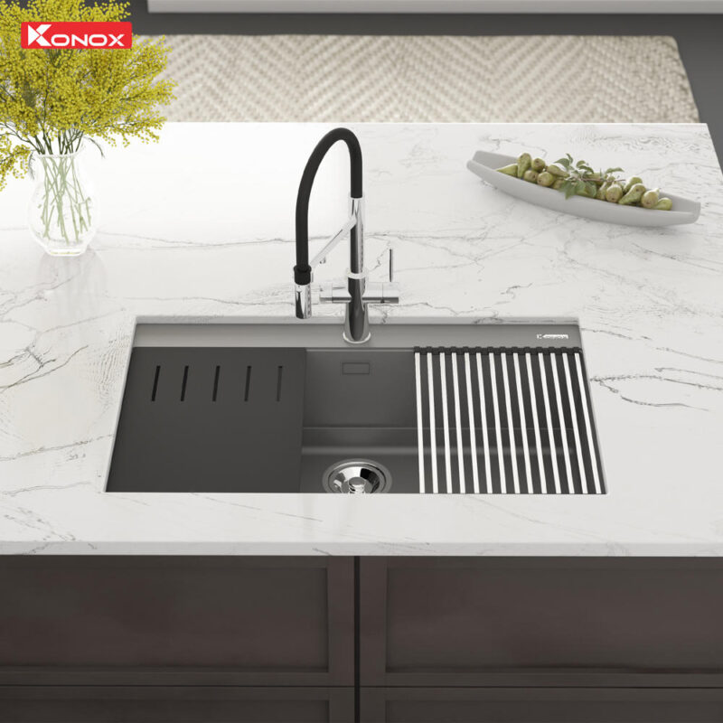 CHẬU RỬA BÁT KONOX ĐÁ GRANITE SINK TERRA 790S GREY