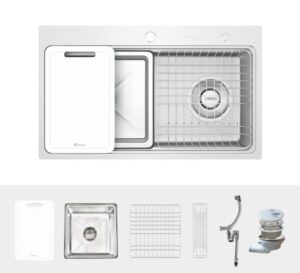 CHẬU RỬA BÁT 1 HỐ CHỐNG XƯỚC KONOX WORKSTATION SINK KN8048TS DEKOR - phu kien chau rua bat 1 ho chong xuoc Konox KN8048TS Dekor 1 e1768399670435