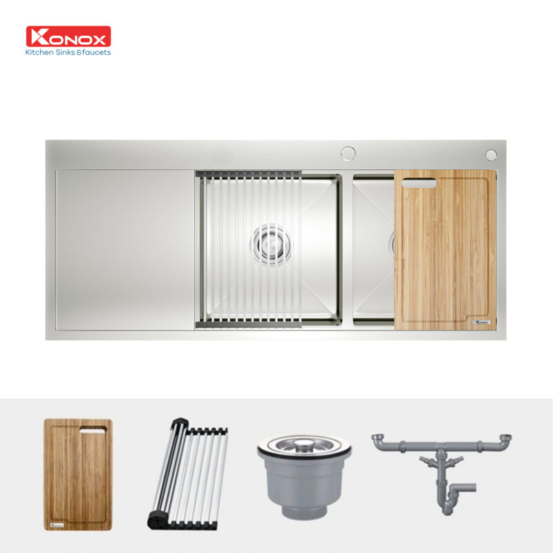 CHẬU RỬA BÁT KONOX WORKSTATION SINK – TOPMOUNT SINK KN11650TD BÀN TRÁI