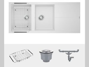 CHẬU RỬA BÁT KONOX GRANITE SINK LIVELLO SMART 1160 WHITE SILVER