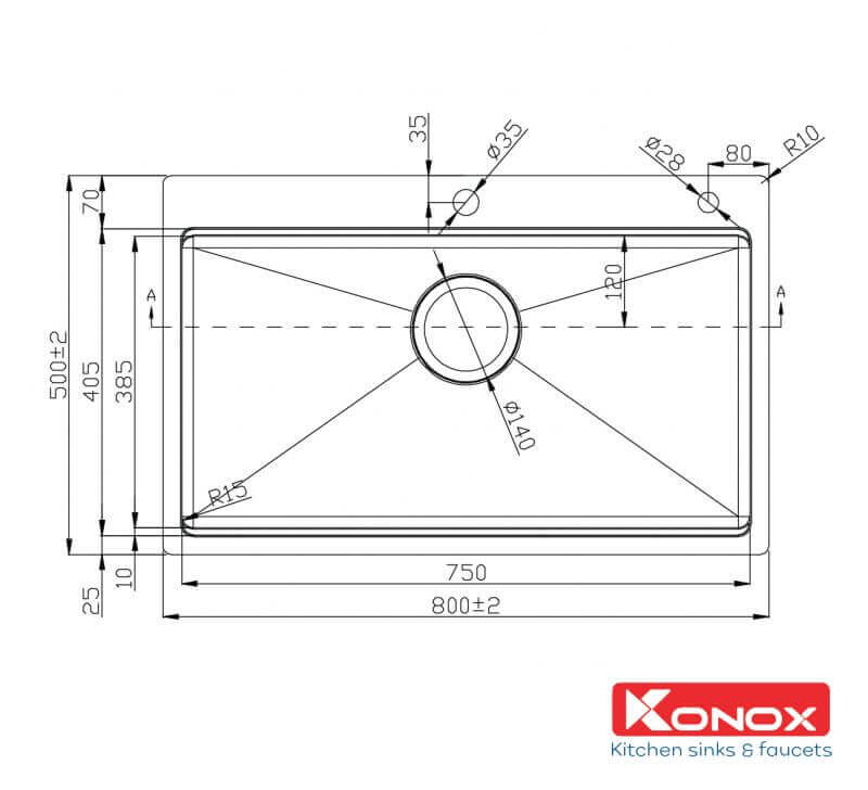 CHẬU RỬA BÁT KONOX WORKSTATION SINK – TOPMOUNT SINK KN8050TS