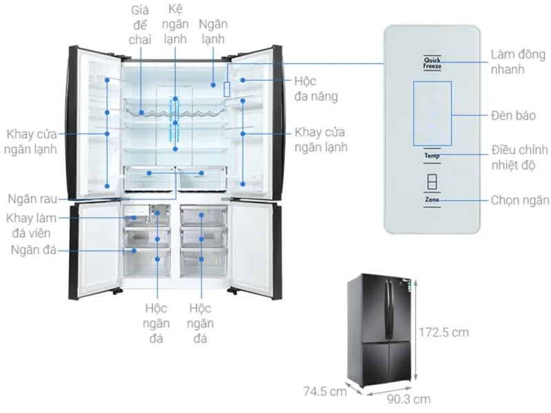 TỦ LẠNH ELECTROLUX 4 CÁNH 541 LÍT EQE6000A-B INVERTER ULTIMATETASTE 700 - XÁM ĐẬM