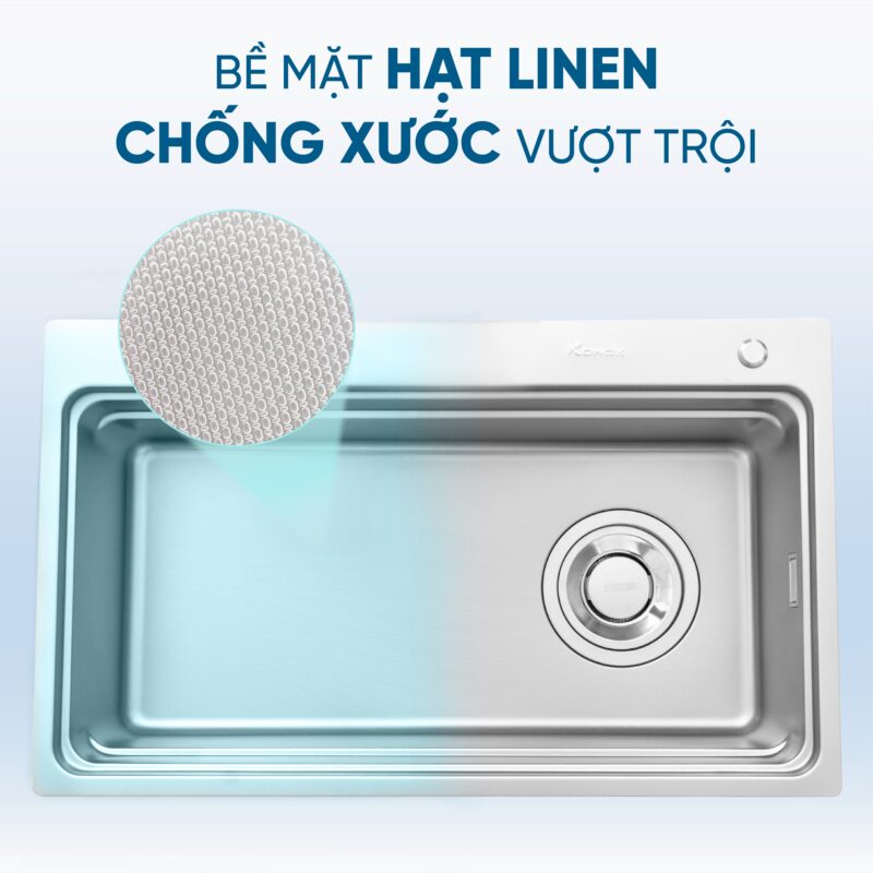 CHẬU RỬA BÁT 1 HỐ CHỐNG XƯỚC KONOX WORKSTATION SINK KN8048TS DEKOR