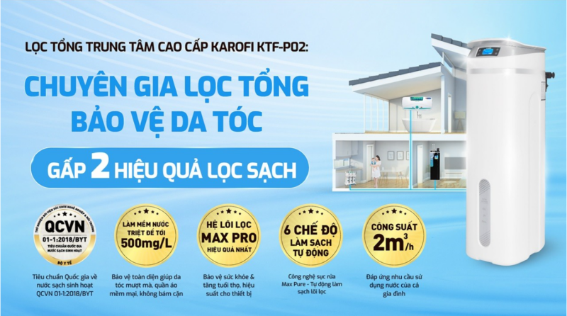 MÁY LỌC NƯỚC TỔNG TRUNG TÂM CAO CẤP KAROFI KTF P02