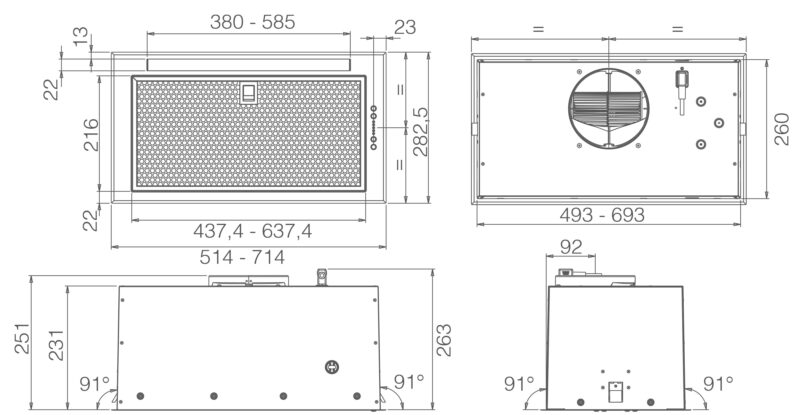 MÁY HÚT MÙI ÂM TỦ ELICA FOLD S IX/A/80