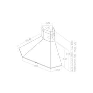 MÁY HÚT MÙI ÁP TƯỜNG ELICA ACUTA IX/F/100 - 15698 kich thuoc may hut mui ap tuong elica acuta ix f 100 prf0121267a