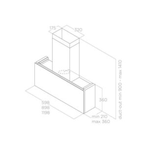 MÁY HÚT MÙI ÁP TƯỜNG ELICA RULES BL/F/120 - 19139 kich thuoc may hut mui ap tuong elica rules blf120 prf0163753