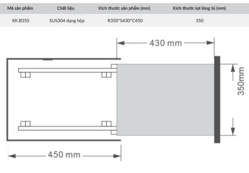 KÍCH THƯỚC GIÁ ĐỰNG CHAI LỌ GIA VỊ DAO THỚT NAN DẸT GRANDX XK.B35S