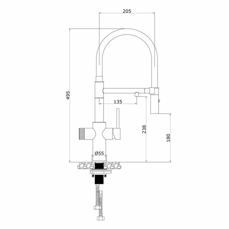 VÒI RỬA BÁT KONOX THÂN MỀM 3 ĐƯỜNG NƯỚC COMBI CHROME