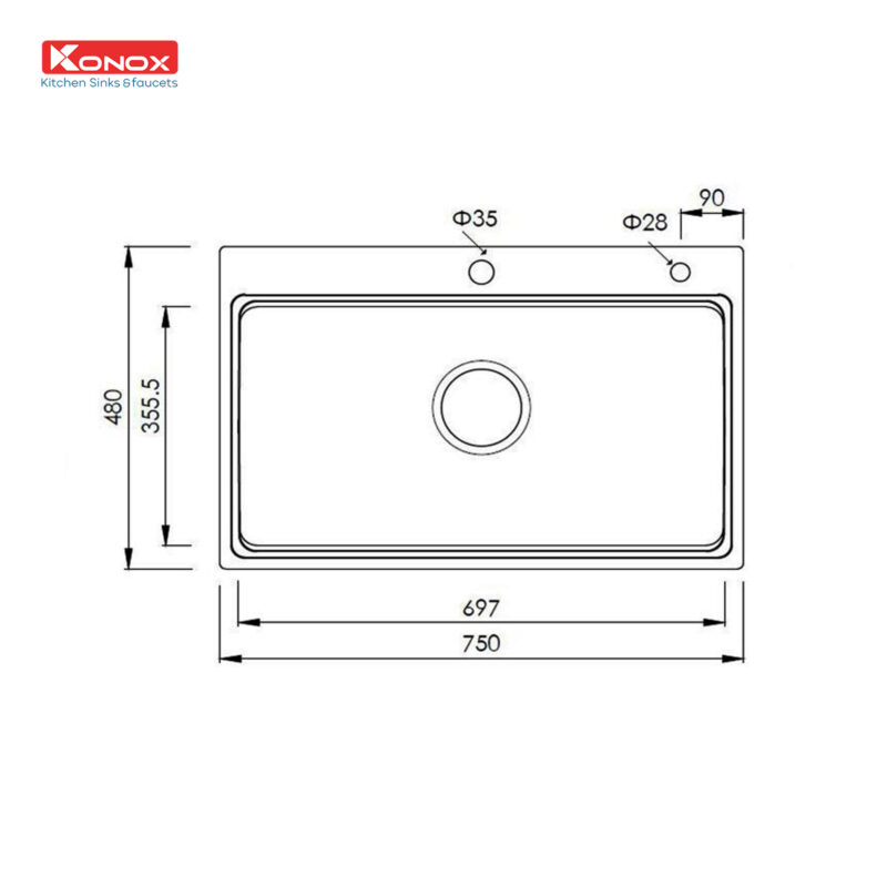 CHẬU RỬA BÁT KONOX OVERMOUNT SINK KN7548SO