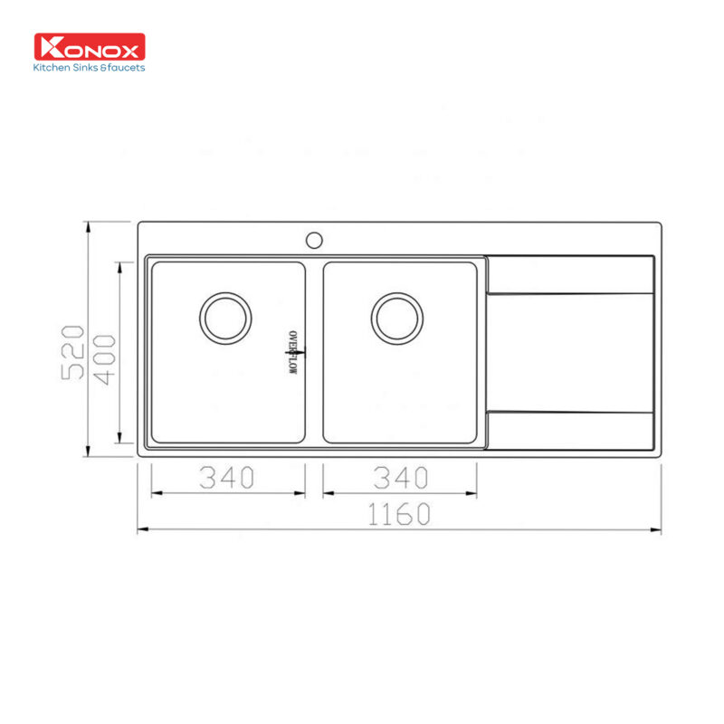 CHẬU RỬA BÁT KONOX TOPMOUNT SINK UNICO 11652