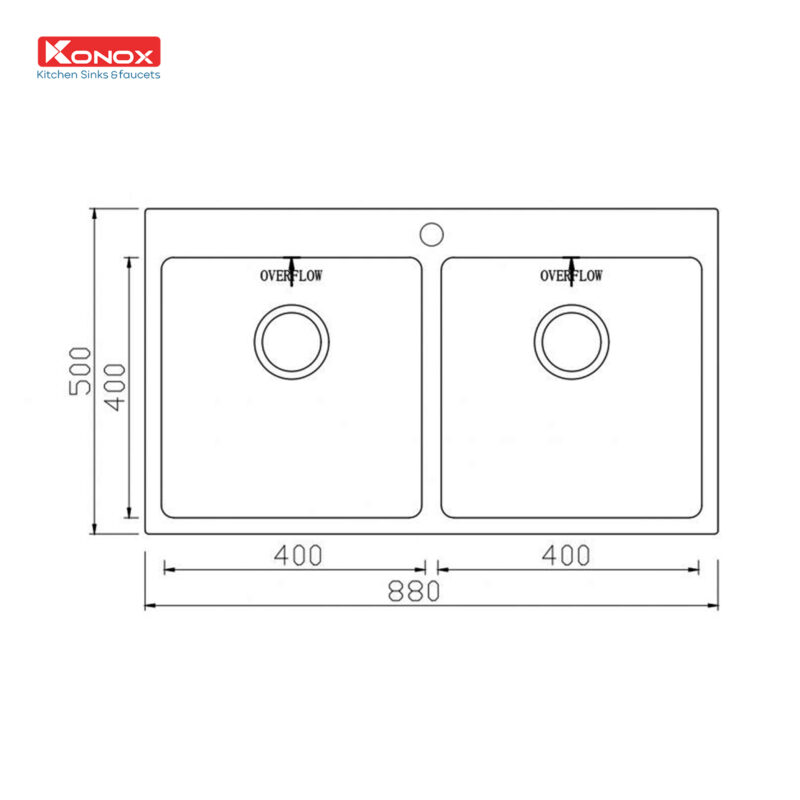 CHẬU RỬA BÁT KONOX TOPMOUNT SINK UNICO 8850