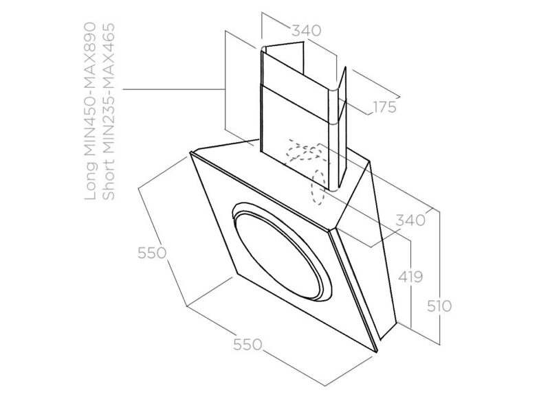MÁY HÚT MÙI ÁP TƯỜNG ELICA MINI OM BL/F/55