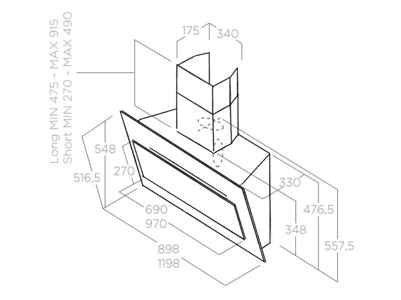 MÁY HÚT MÙI ÁP TƯỜNG ELICA VERTIGO WH/F/90