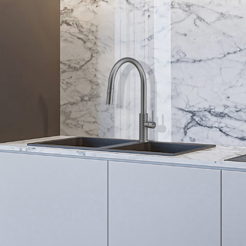 VÒI RỬA BÁT DÂY RÚT KONOX VENICE GUN METAL