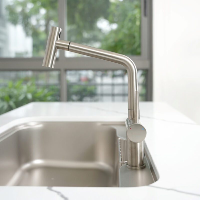 VÒI RỬA BÁT DÂY RÚT KONOX VOLTA NICKEL