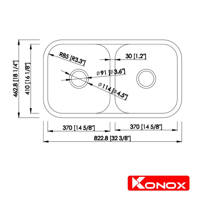 CHẬU RỬA BÁT KONOX UNDERMOUNT SINK KN8246DUA