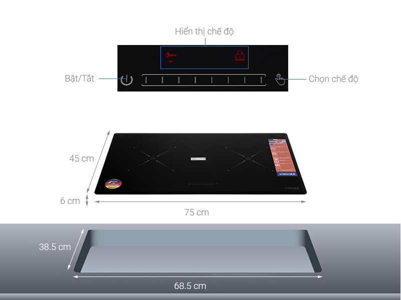 BẢNG ĐIỀU KHIỂN BẾP TỪ ĐÔI KOCHER DI-808GE