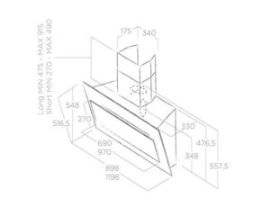 MÁY HÚT MÙI ÁP TƯỜNG ELICA VERTIGO BL/F/120 - may hut mui elica vertigo bl f 90 2 1