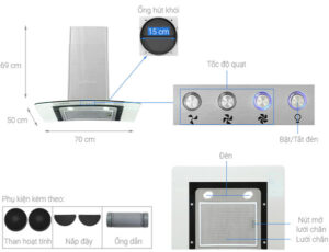 MÁY HÚT MÙI KOCHER K-228T 70CM - may hut mui kinh cong kocher k 228t