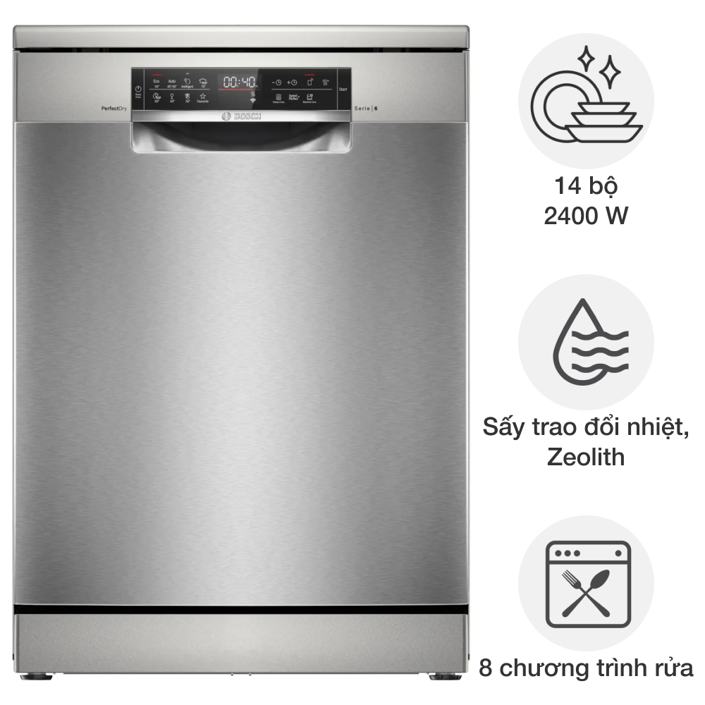 Khám phá những tính năng tuyệt vời của MÁY RỬA BÁT ĐỘC LẬP BOSCH SERIE 6 SMS6ZCI16E hiện đại - may rua chen bosch sms6zci16e