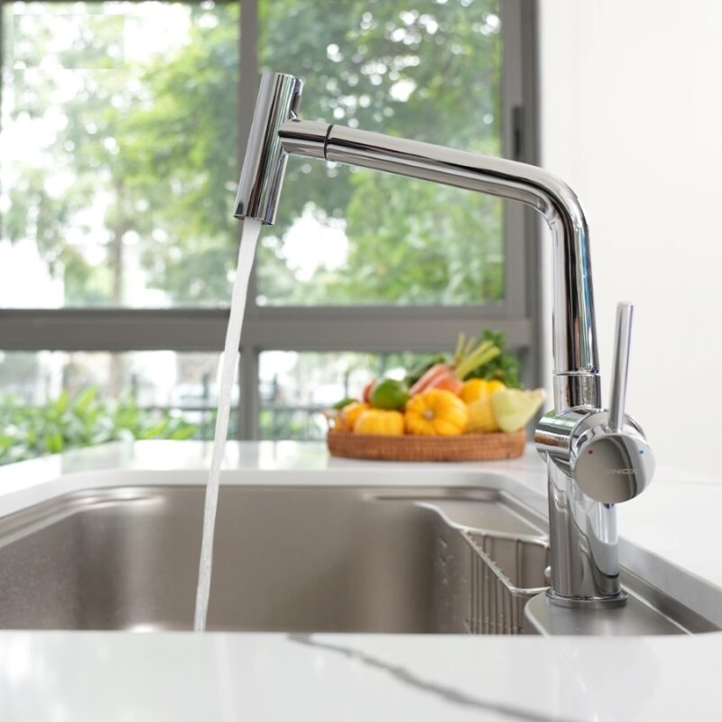 VÒI RỬA BÁT DÂY RÚT KONOX VOLTA CHROME