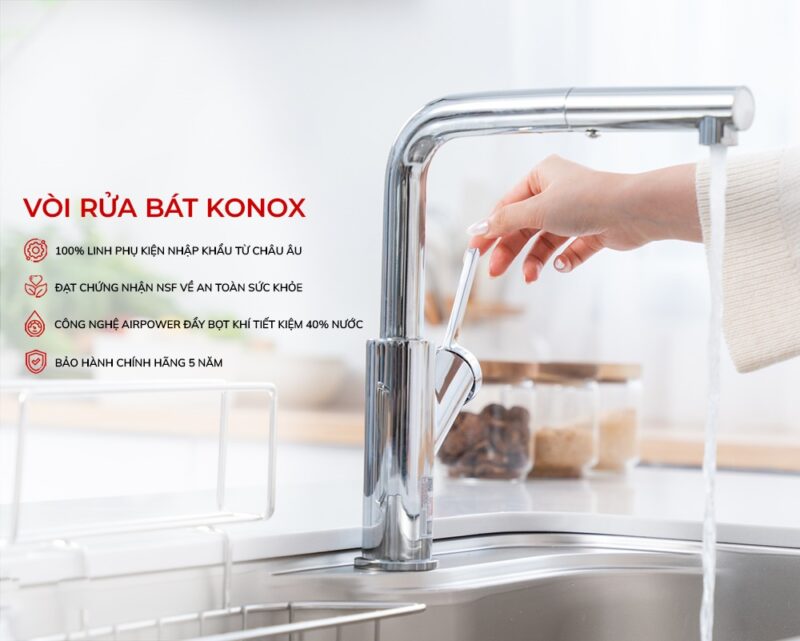 VÒI RỬA BÁT DÂY RÚT KONOX KN1337