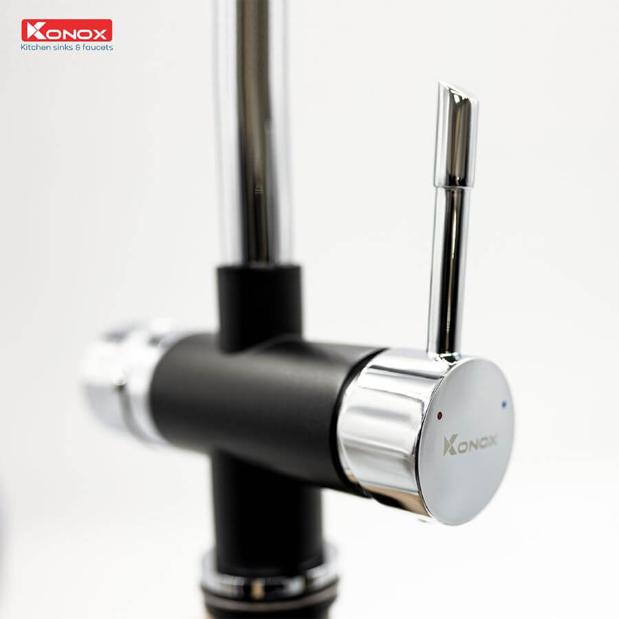 VÒI RỬA BÁT DÂY RÚT KONOX ALTO BLACK