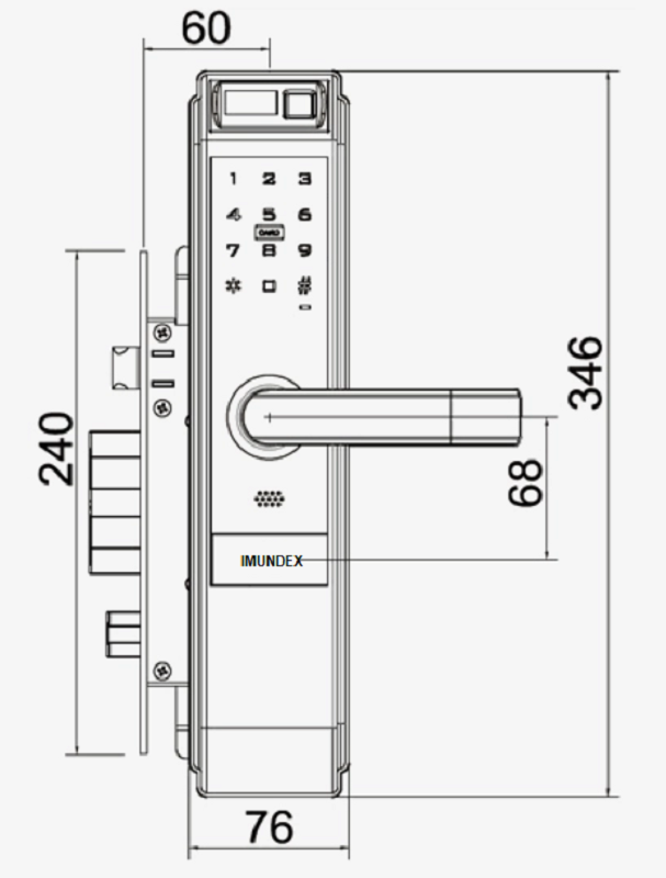 KÍCH THƯỚC KHÓA ĐIỆN TỬ IMUNDEX 713.12.100