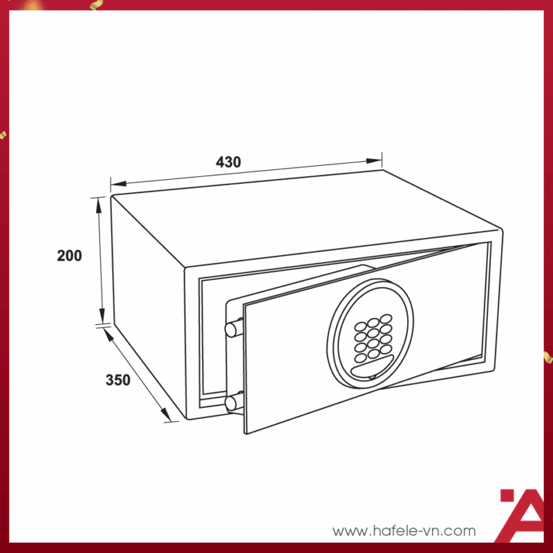 KÍCH THƯỚC KÉT SẮT MỞ TRƯỚC SB-600 HAFELE 836.29.500
