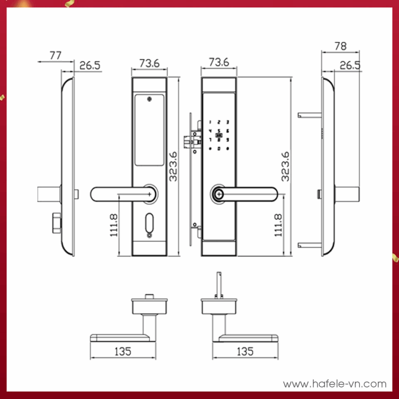 KÍCH THƯỚC KHÓA ĐIỆN TỬ IMUNDEX 713.99.230