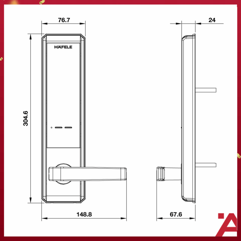 KÍCH THƯỚC KHÓA ĐIỆN TỬ EL7200-TC HAFELE 912.20.563