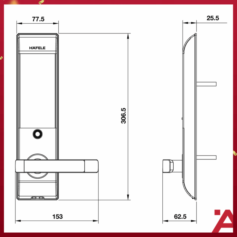 KÍCH THƯỚC KHÓA ĐIỆN TỬ EL7500-TC HAFELE 912.20.551