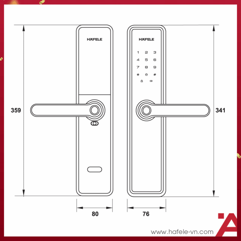 KÍCH THƯỚC KHÓA ĐIỆN TỬ PP8100 HAFELE 912.20.233