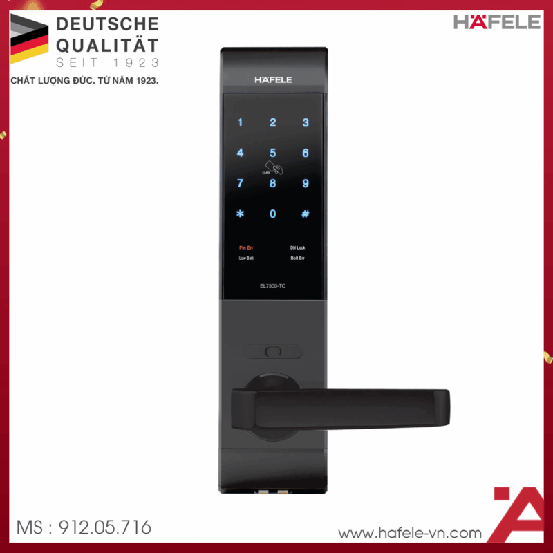 KHÓA ĐIỆN TỬ THÂN NHỎ HAFELE EL7500-TC MÀU XÁM 912.05.716