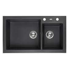 HÌNH ẢNH THỰC TẾ CỦA CHẬU RỬA BÁT ĐÁ 2 HỘC REGINOX AMSTERDAM 25 ĐEN HMH.R31087
