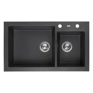 CHẬU RỬA BÁT ĐÁ 2 HỘC REGINOX AMSTERDAM 25 ĐEN HMH.R31087