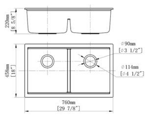 CHẬU RỬA CHÉN ĐÁ NHÂN TẠO 2 HỘC CREAVE G-U7646G - G U7646G size