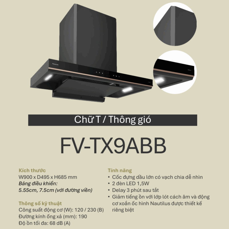 THÔNG SỐ KỸ THUẬT MÁY HÚT MÙI PANASONIC FV-TX9ABB