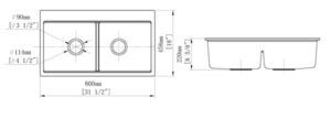 CHẬU RỬA CHÉN ĐÁ NHÂN TẠO 2 HỘC CREAVE G-T8046G - tskt chau rua chen da creave g t8046g bepnhanphat