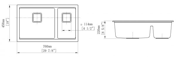 CHẬU RỬA CHÉN ĐÁ NHÂN TẠO 2 HỘC CREAVE G-U7646E