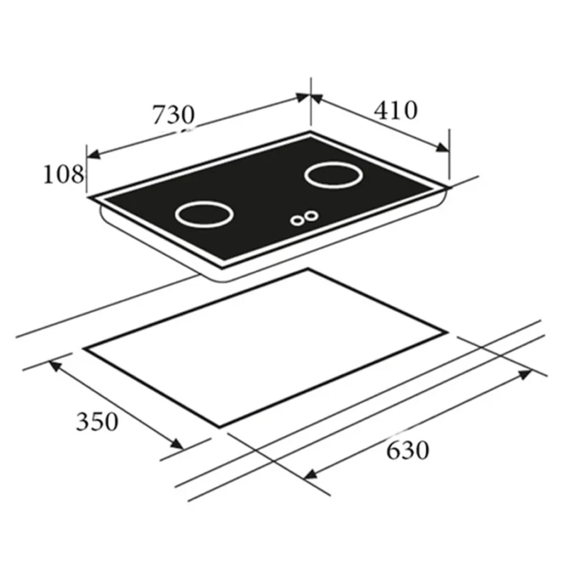 KÍCH THƯỚC BẾP GA ÂM 2 LÒ EUROSUN EU-GA276S