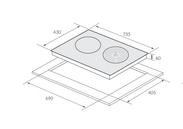 KÍCH THƯỚC BẾP ĐIỆN TỪ ĐÔI EUROSUN EU-TE226PRO